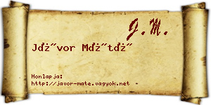 Jávor Máté névjegykártya