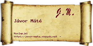 Jávor Máté névjegykártya
